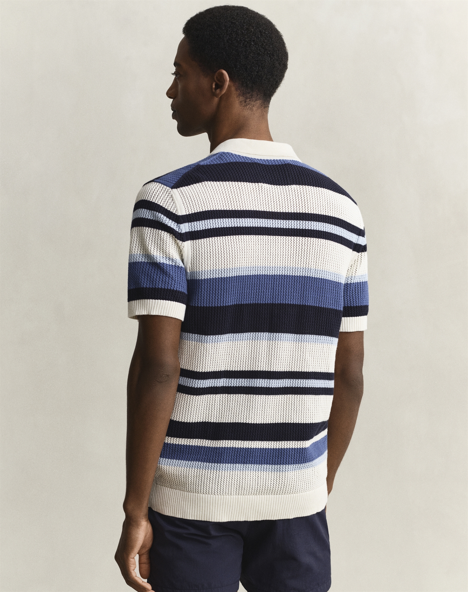 Gant - Striped Text Polo - Vintage Blue